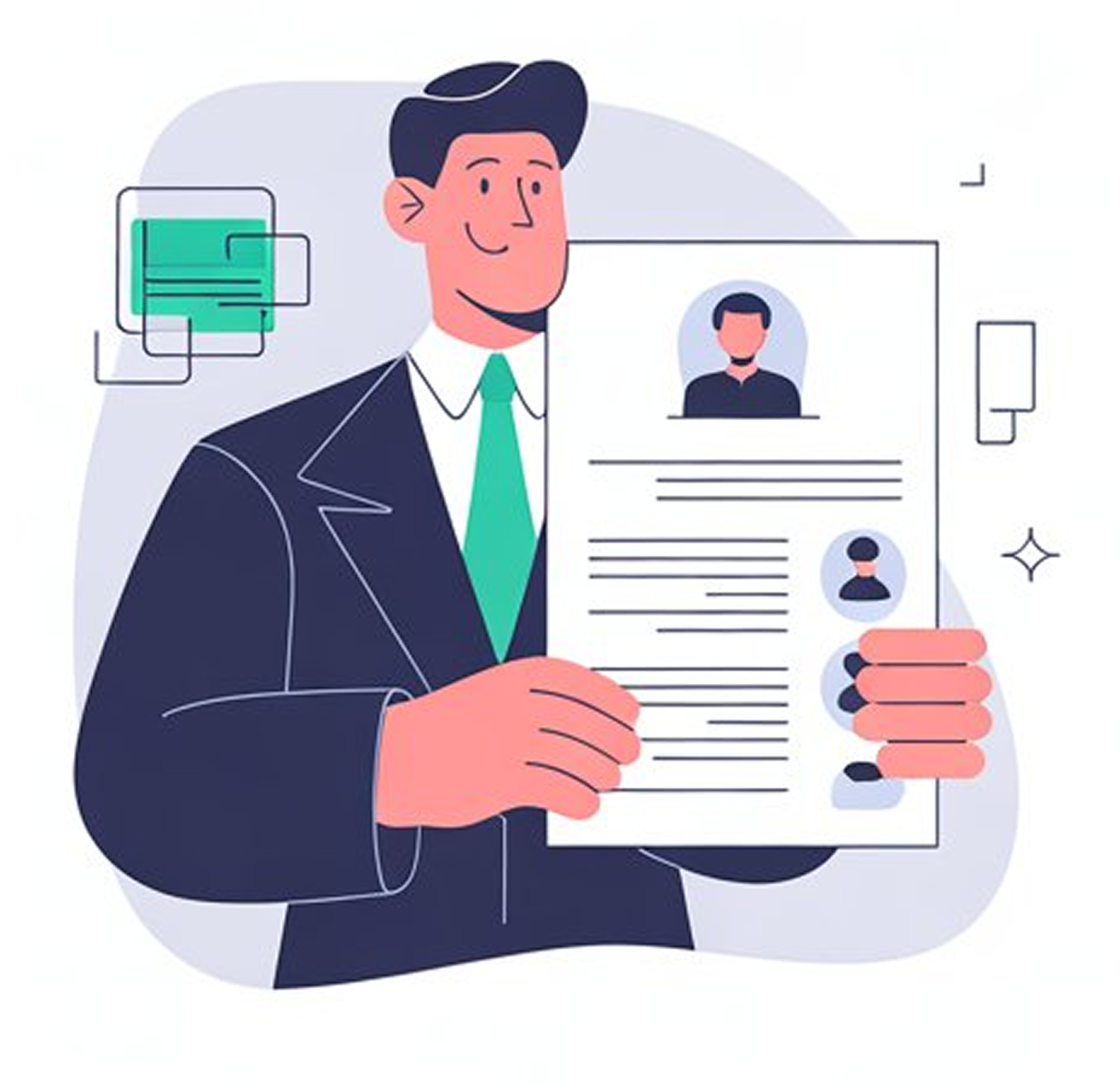 Professional man holding resume documents